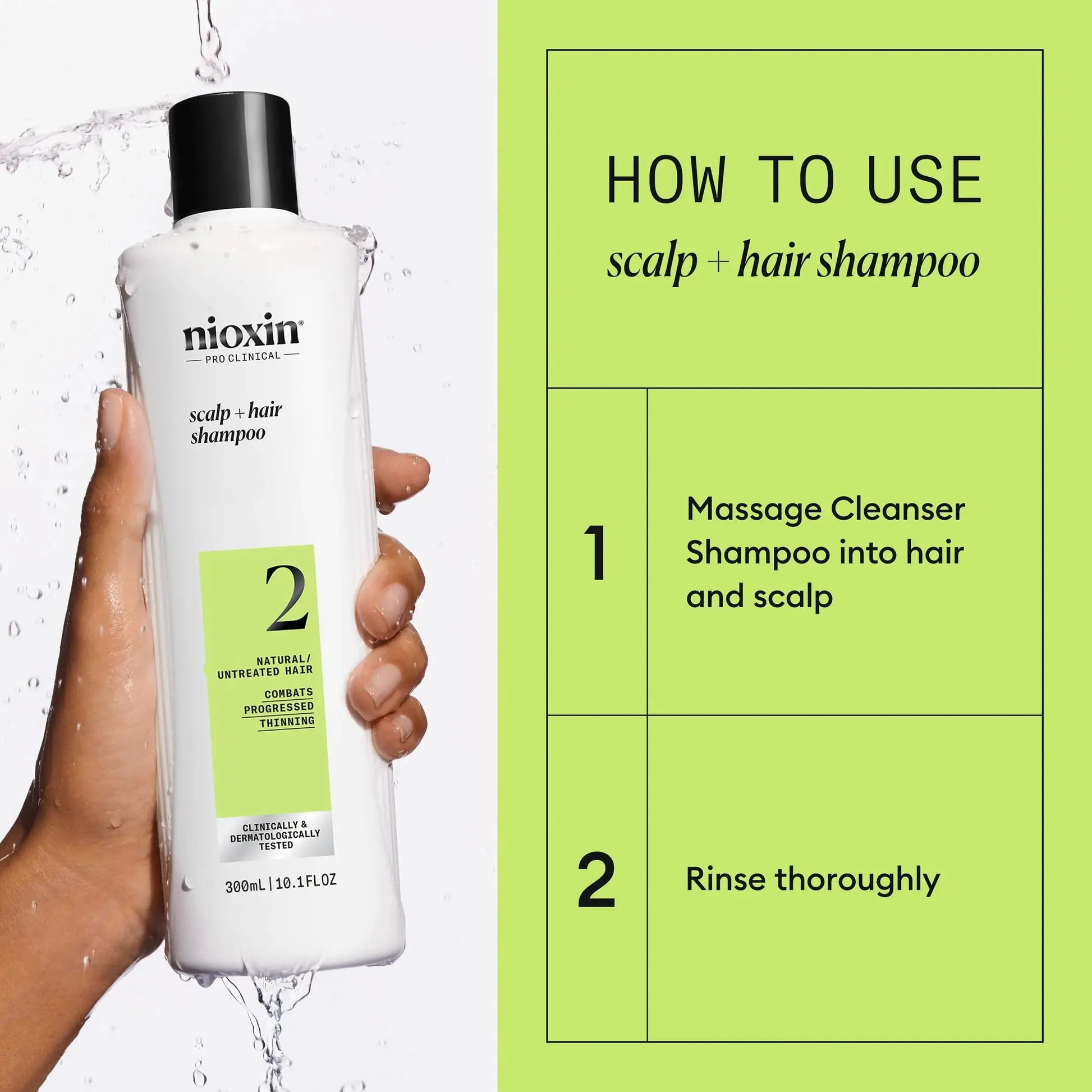 Nioxin System 2 Scalp Cleansing Shampoo with Peppermint Oil – For Dry & Sensitive Natural Hair