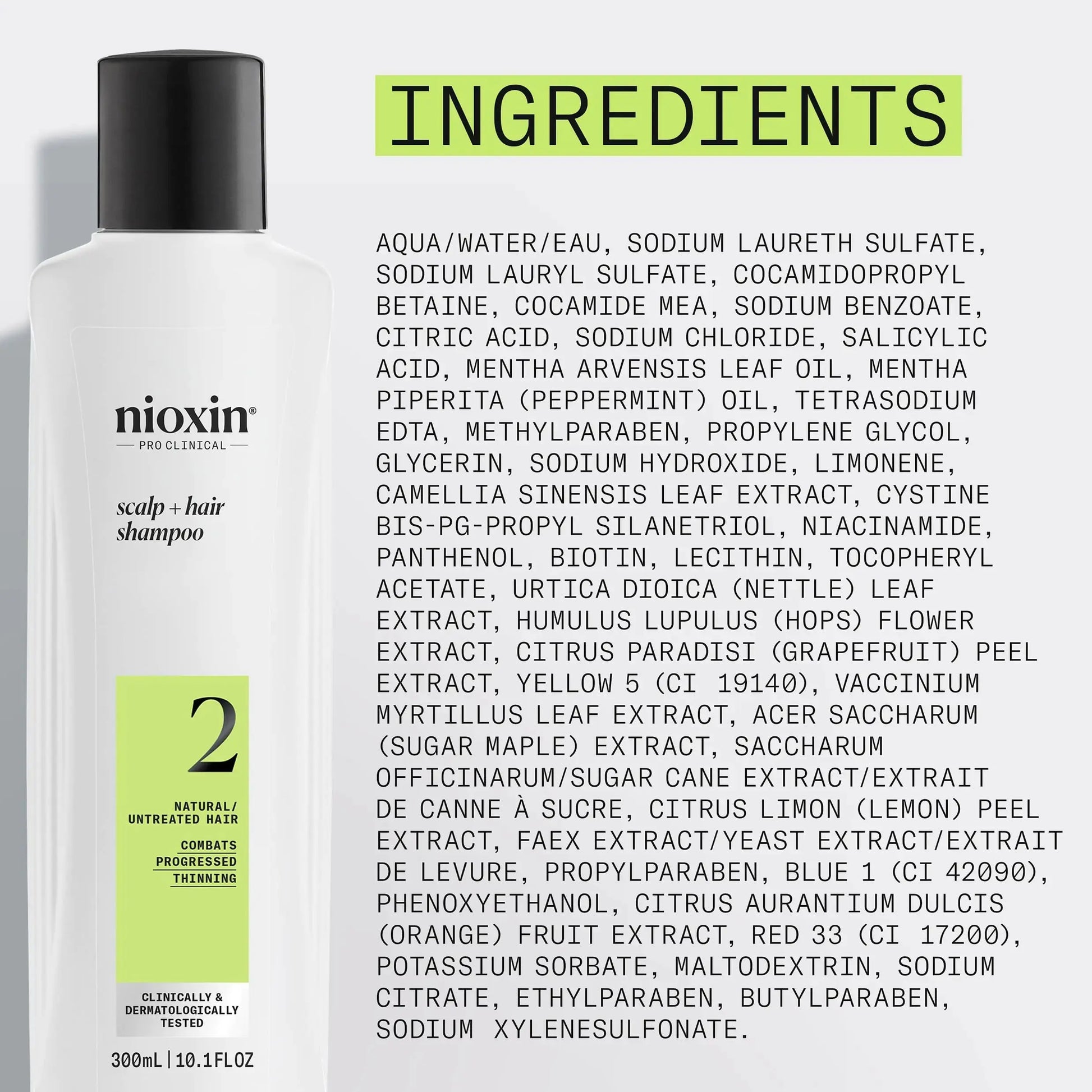 Nioxin System 2 Scalp Cleansing Shampoo with Peppermint Oil – For Dry & Sensitive Natural Hair