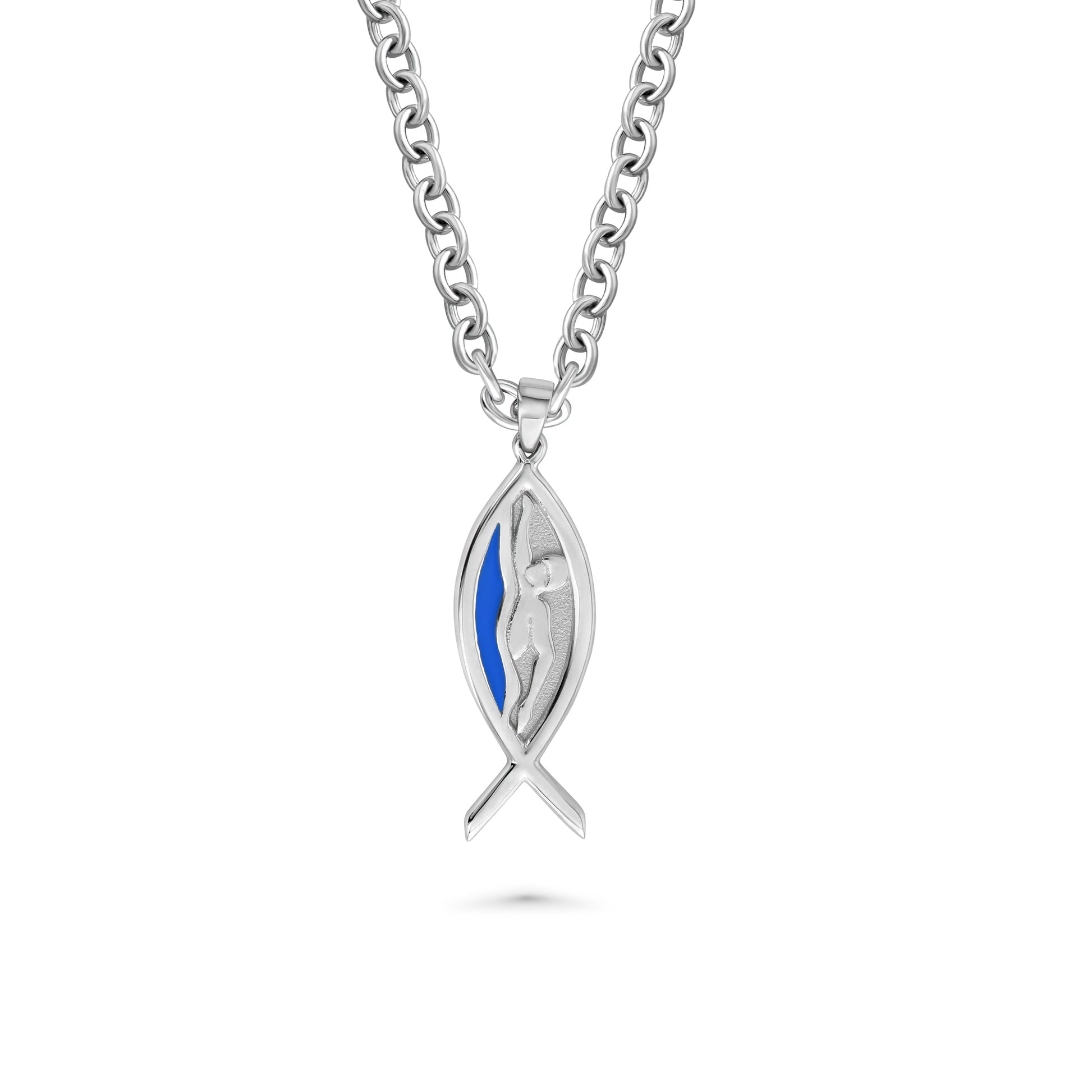 Christian Swimming Necklace | Ichthys With Swimmer