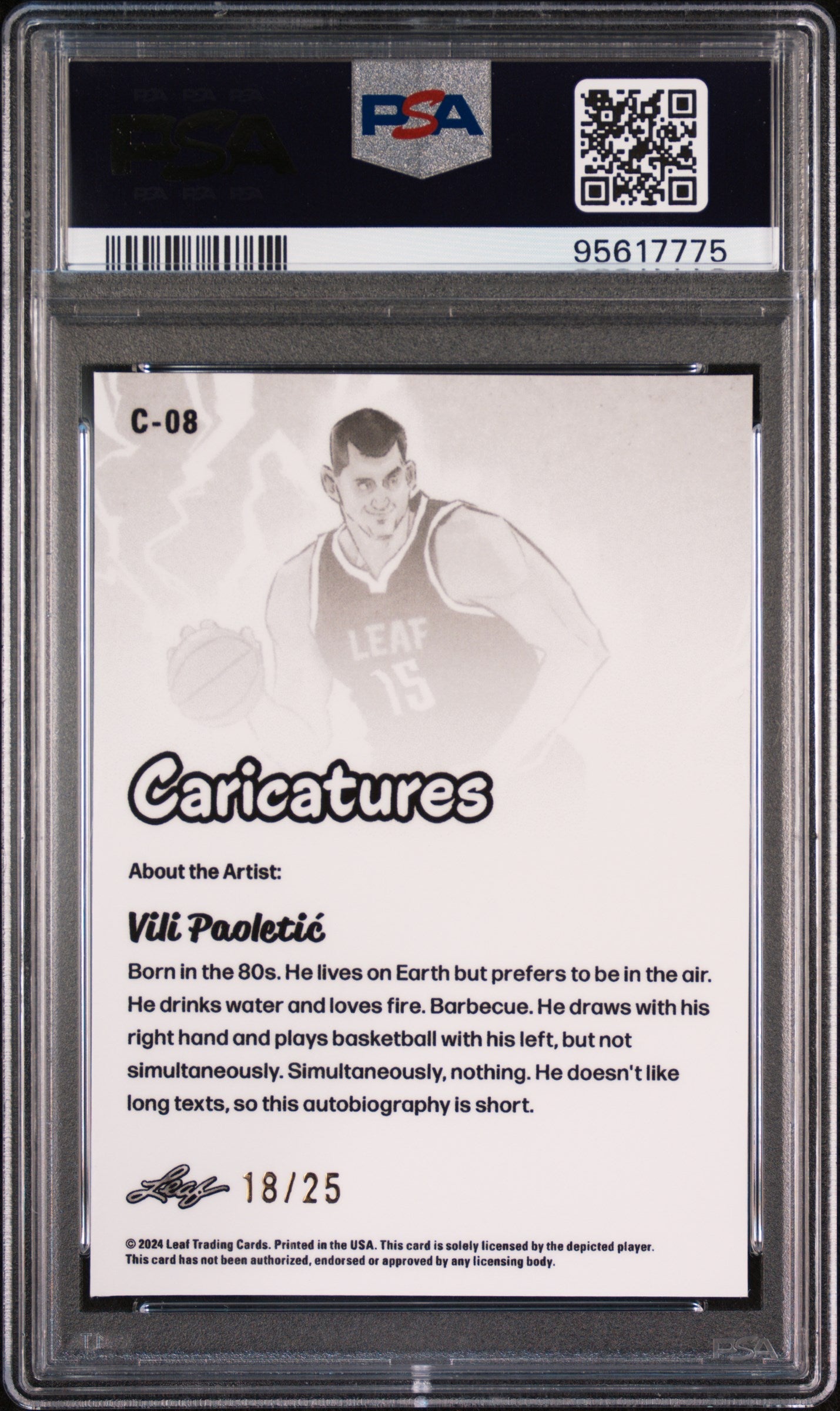 Graded 2024 Leaf Caricatures Nikola Jokic #8 Red #/25 Basketball Card PSA 10 Gem Mint
