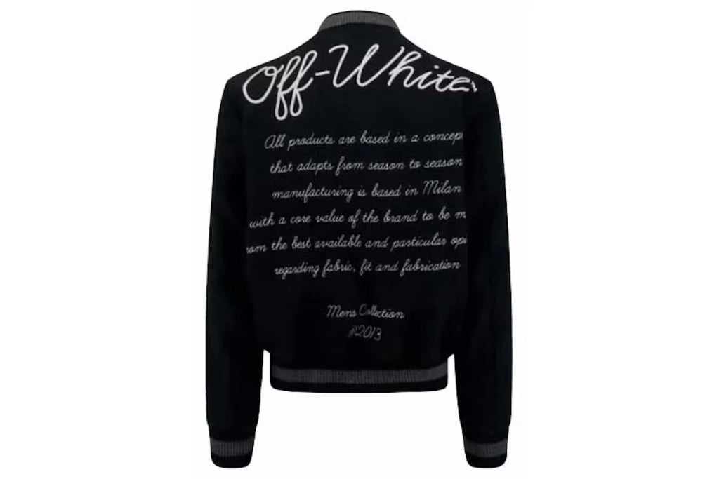 OFF-WHITE Logo-Applique Varsity Bomber Jacket Black