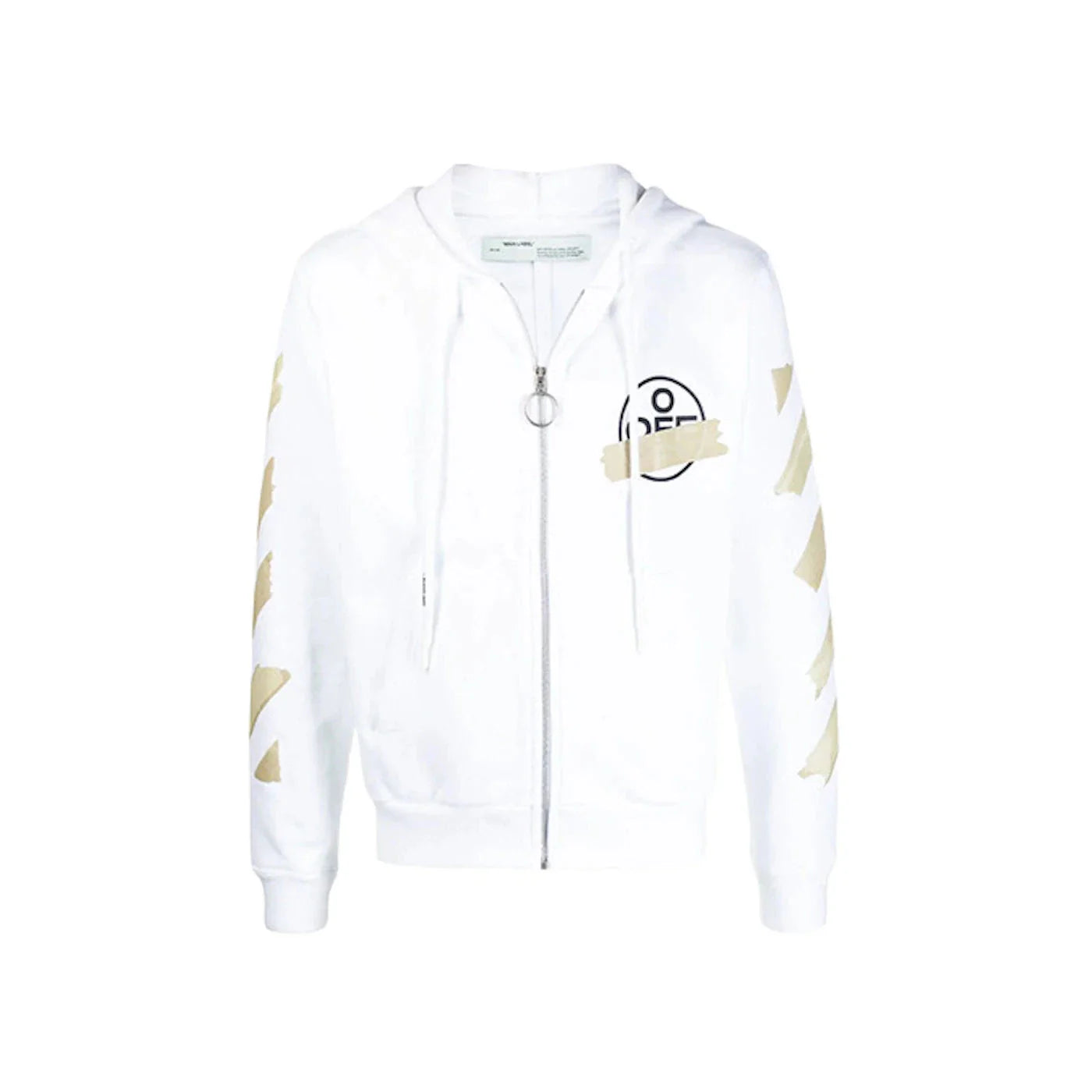 OFF-WHITE Tape Diag Arrows Zip Up Hoodie White