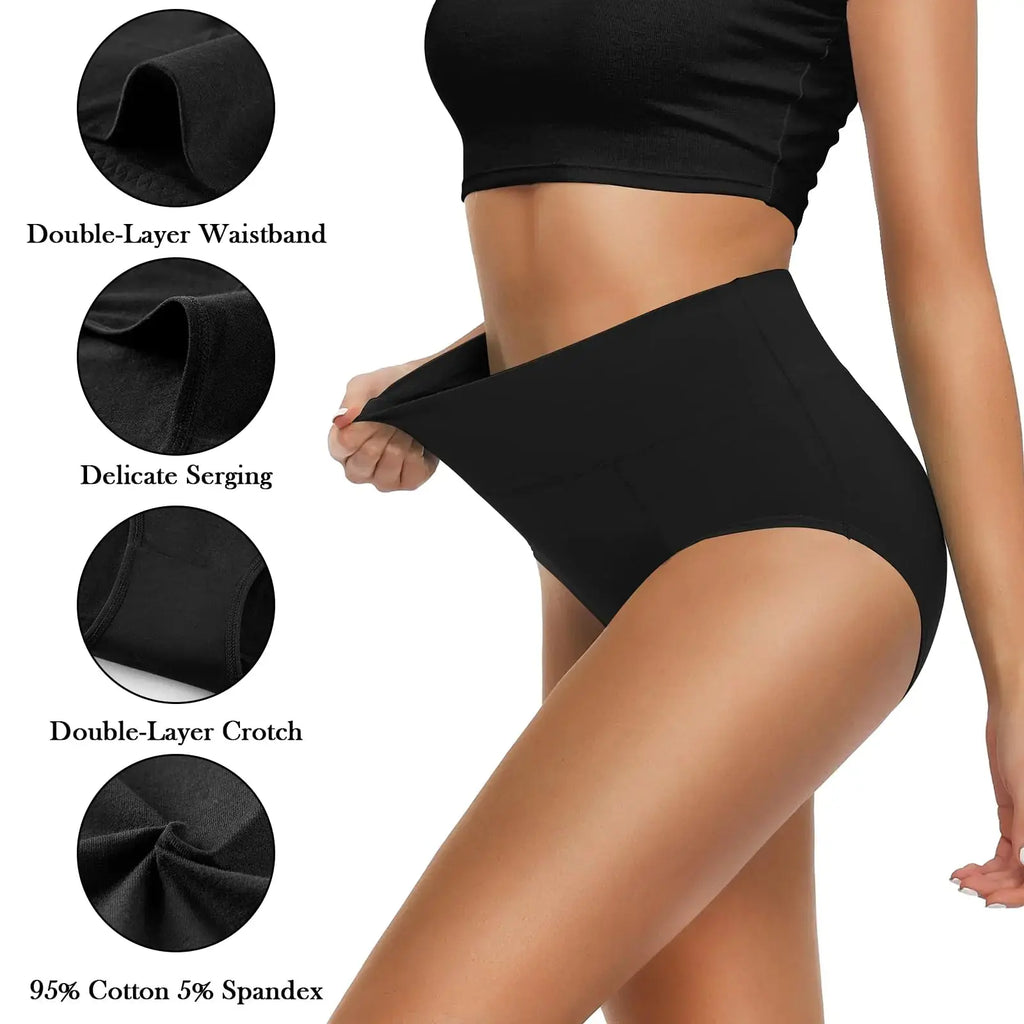 OLIKEME Cotton Underwear High Waisted Panties - Full Coverage Underpants