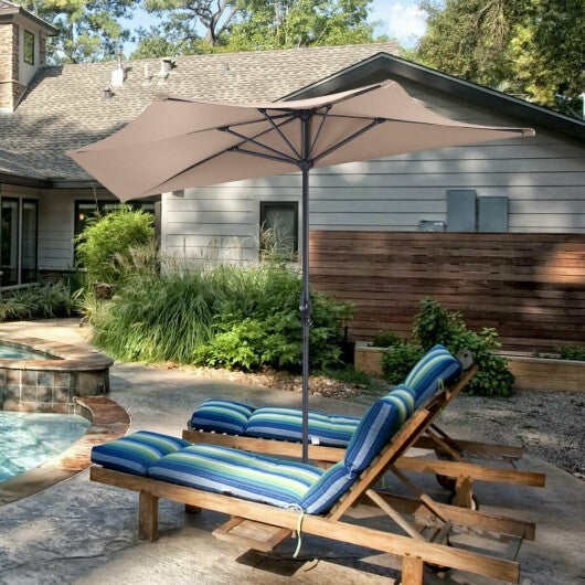 9' Half Round Patio Umbrella Sunshade without Weight Base