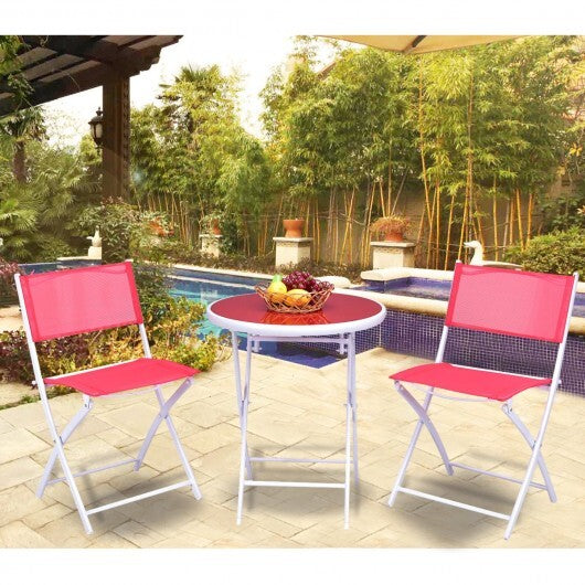 3 Pieces Patio Folding Bistro Set for Balcony or Outdoor Space-Black