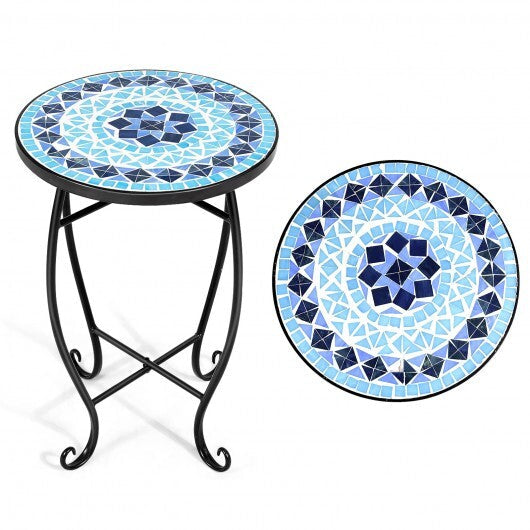 Outdoor Indoor Steel Accent Plant Stand Cobalt Table-Navy