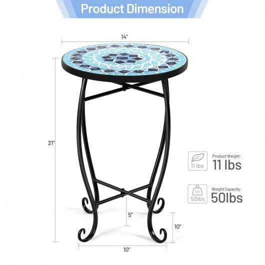Outdoor Indoor Steel Accent Plant Stand Cobalt Table-Navy