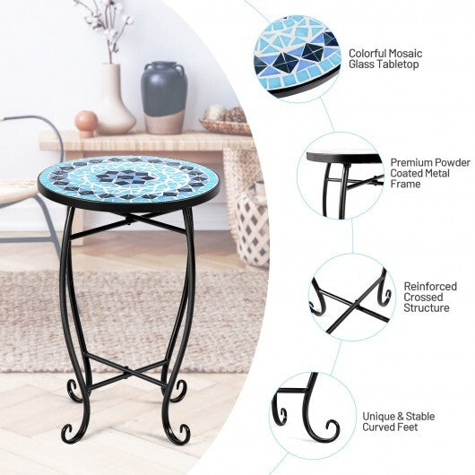 Outdoor Indoor Steel Accent Plant Stand Cobalt Table-Navy