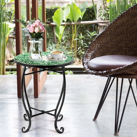 Outdoor Indoor Steel Accent Plant Stand Cobalt Table-Navy