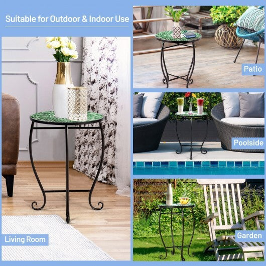 Outdoor Indoor Steel Accent Plant Stand Cobalt Table-Navy