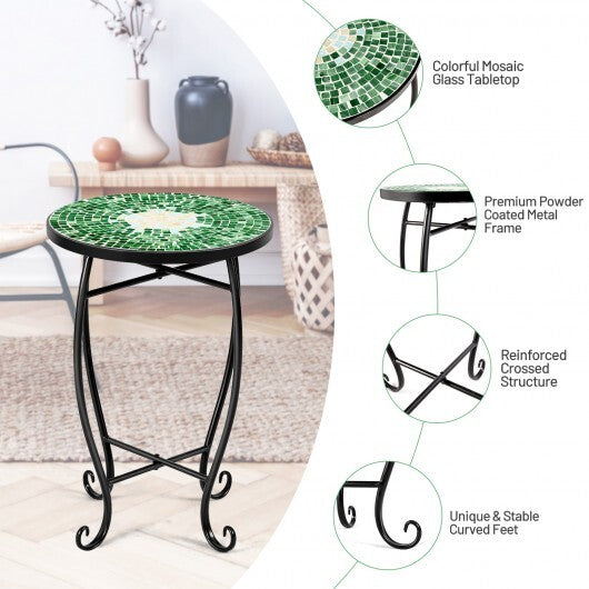 Outdoor Indoor Steel Accent Plant Stand Cobalt Table-Navy