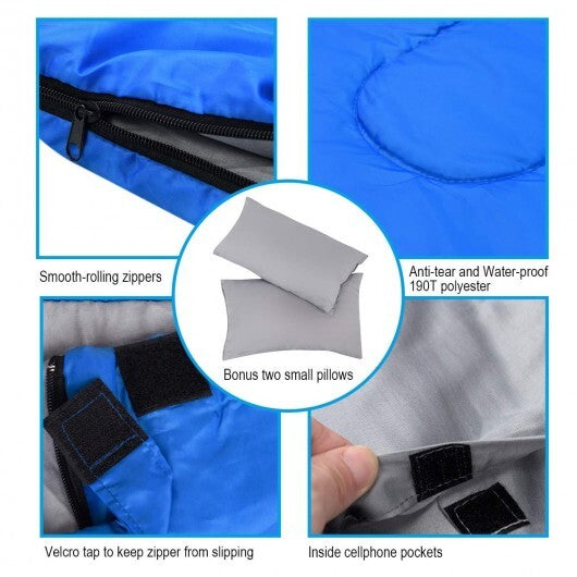 2 Person Waterproof Sleeping Bag with 2 Pillows-Black