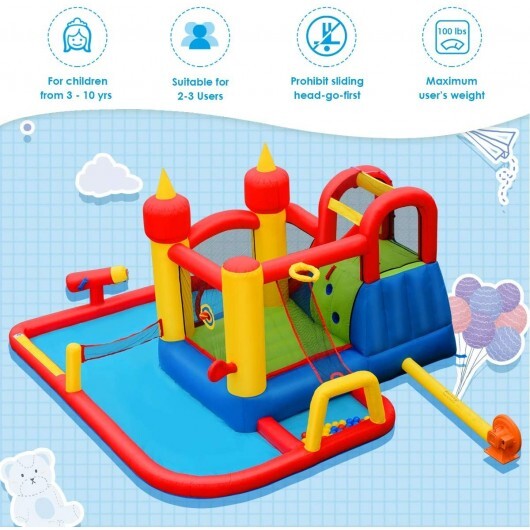 Inflatable Water Slide Jumper Bounce House with Ocean Ball without Blower