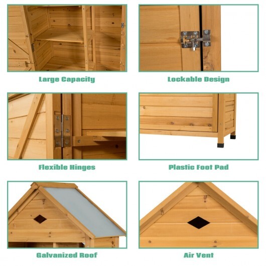 Wooden Outdoor Lockable Garden Tool Storage