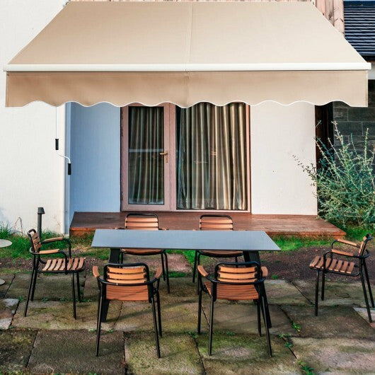 8 x 6.6 Feet Patio Retractable Awning with Manual Crank Handle-Beige