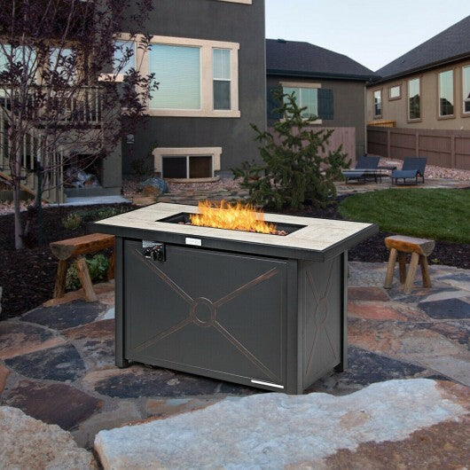 42 Inch 60000 BTU Propane Fire Pit Table with Ceramic Tabletop