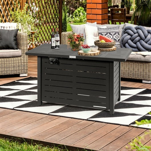 42 Inch 60 000 BTU Rectangular Propane Fire Pit Table with Waterproof Cover