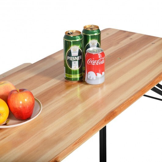 3 Pieces Folding Wooden Picnic Table Bench Set