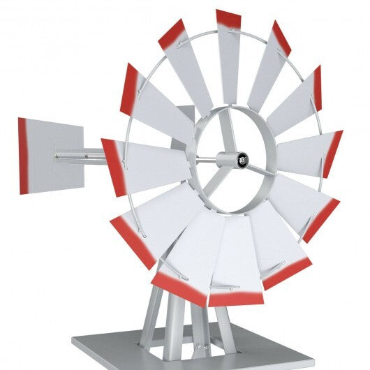 8 Feet Windmill Metal Ornamental Wind Wheel Weather Resistant-Gray