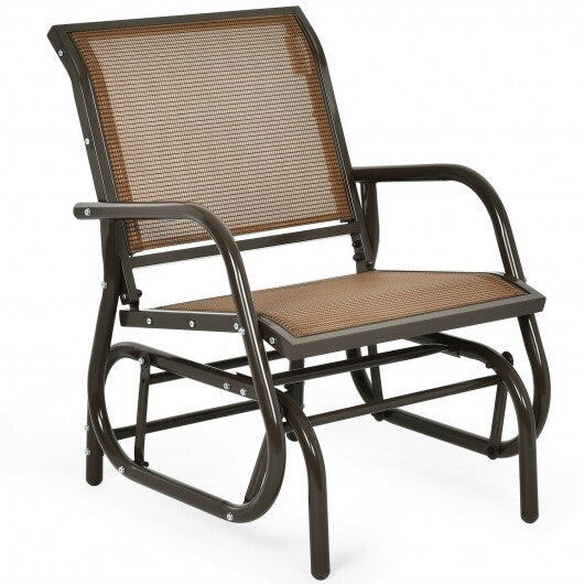 Outdoor Single Swing Glider Rocking Chair with Armrest-Gray