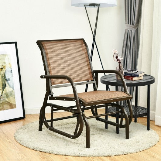 Outdoor Single Swing Glider Rocking Chair with Armrest-Gray