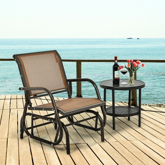 Outdoor Single Swing Glider Rocking Chair with Armrest-Gray