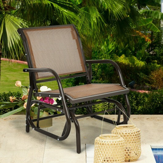 Outdoor Single Swing Glider Rocking Chair with Armrest-Gray