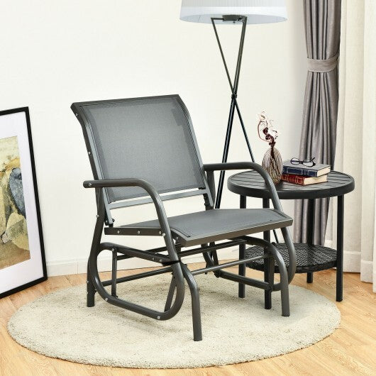 Outdoor Single Swing Glider Rocking Chair with Armrest-Gray