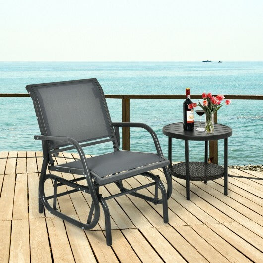 Outdoor Single Swing Glider Rocking Chair with Armrest-Gray