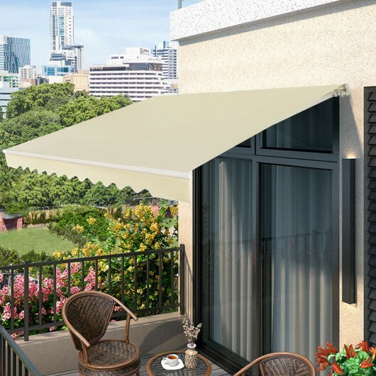 12 x 10 Feet Patio Retractable Awning Aluminum Sunshade Shelter-Beige