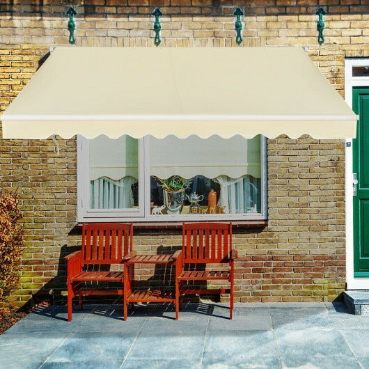 12 x 10 Feet Patio Retractable Awning Aluminum Sunshade Shelter-Beige