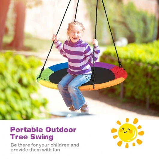 40 Inch 770 lbs Flying Saucer Tree Swing Kids Gift with 2 Tree Hanging Straps-Multicolor