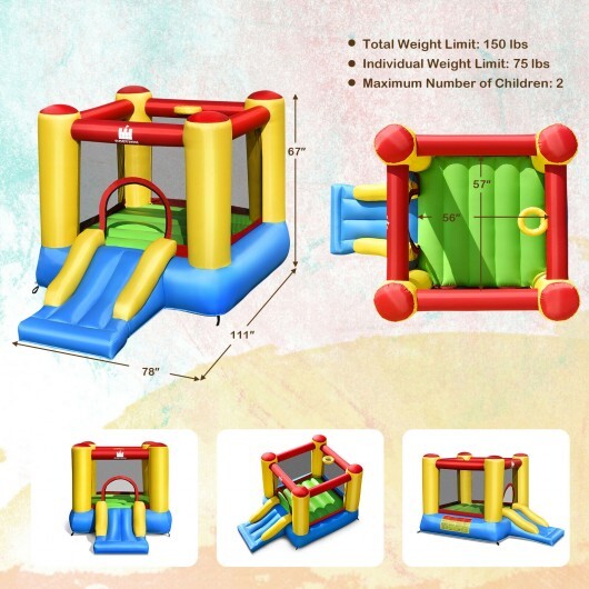 Kids Inflatable Bounce House with Slide and 550W blower
