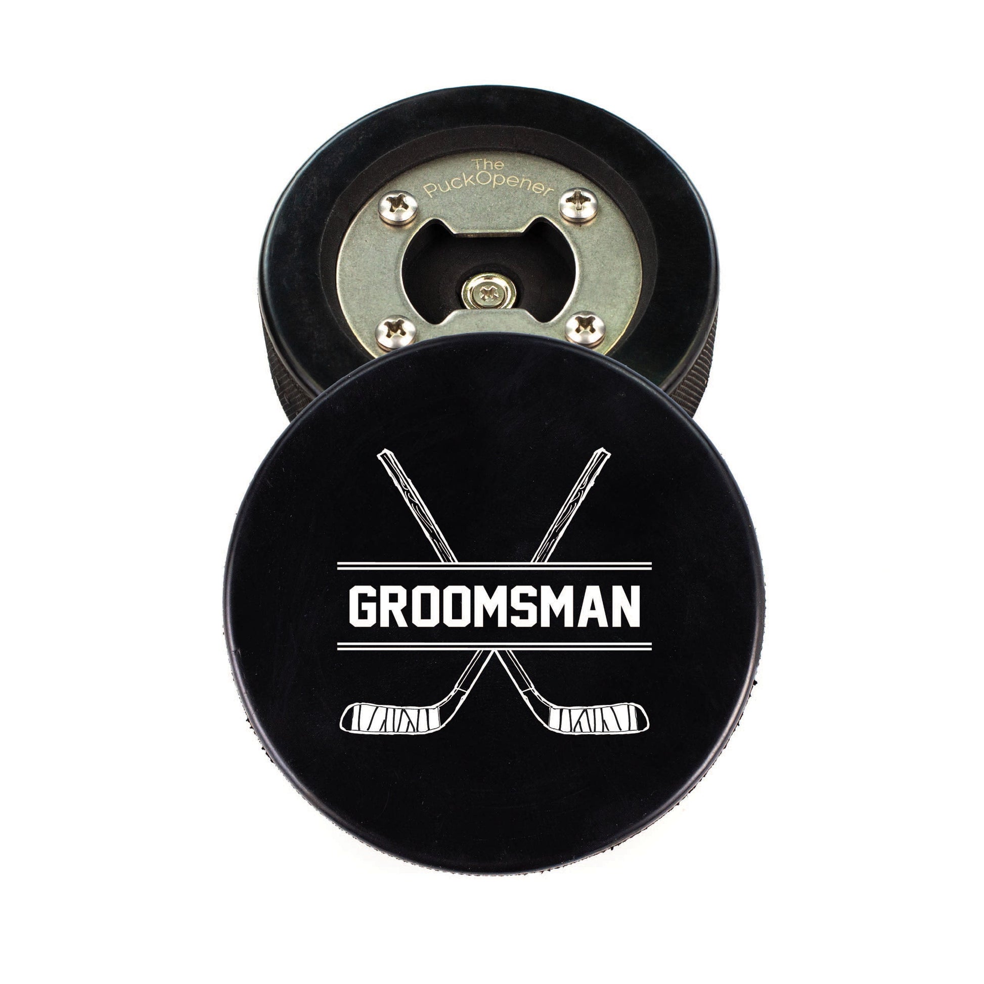 Circle Name & Wedding Party Role, Hockey Puck Bottle Opener