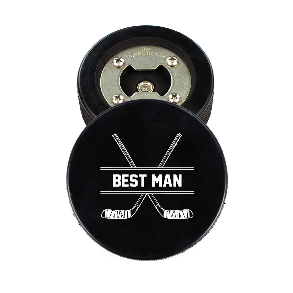 Circle Name & Wedding Party Role, Hockey Puck Bottle Opener
