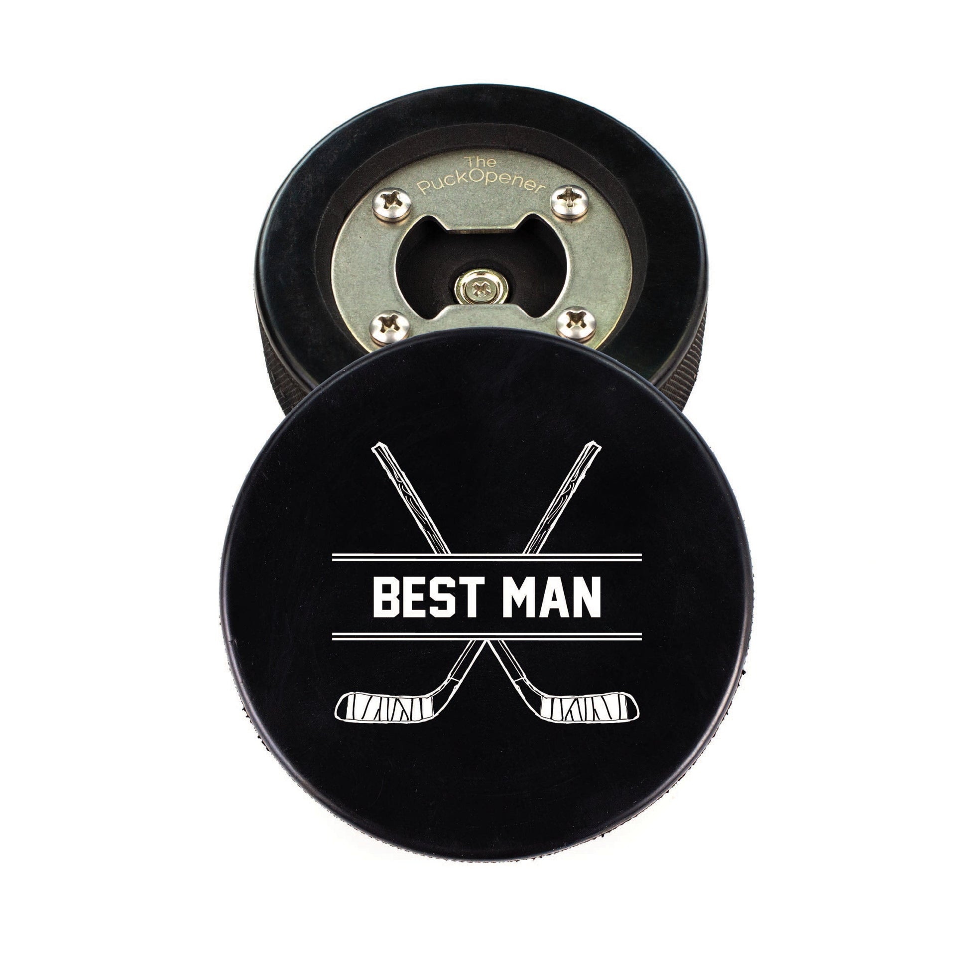 Circle Name & Wedding Party Role, Hockey Puck Bottle Opener