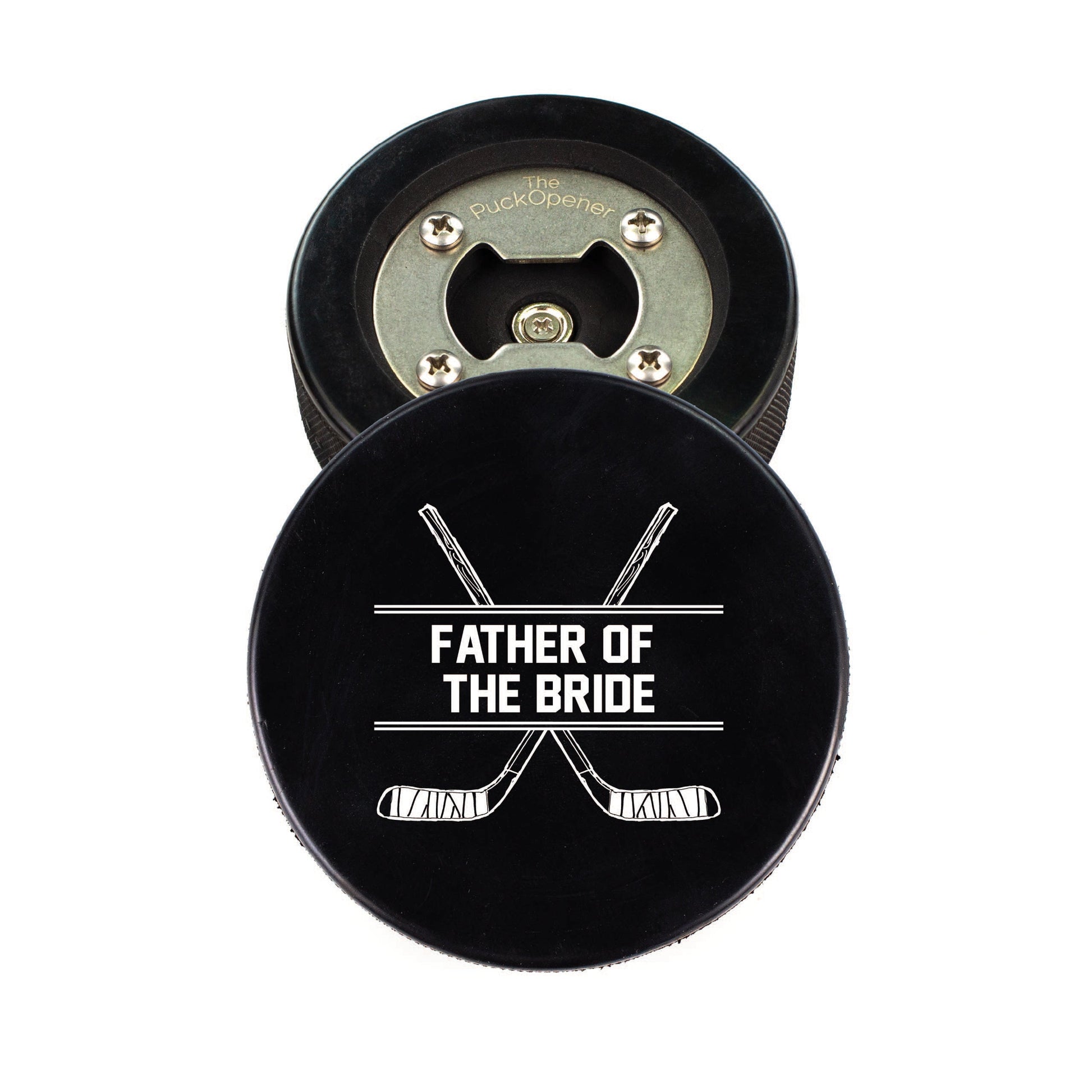 Circle Name & Wedding Party Role, Hockey Puck Bottle Opener