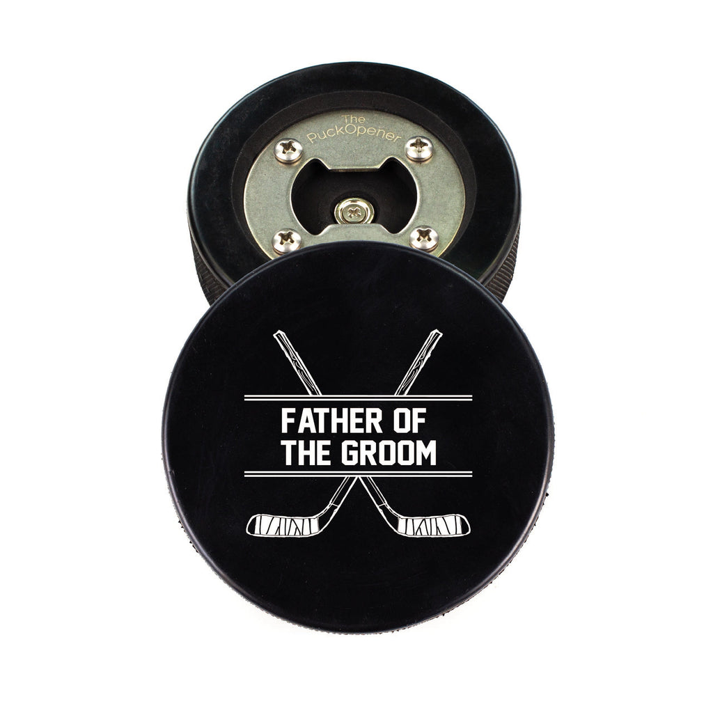Circle Name & Wedding Party Role, Hockey Puck Bottle Opener