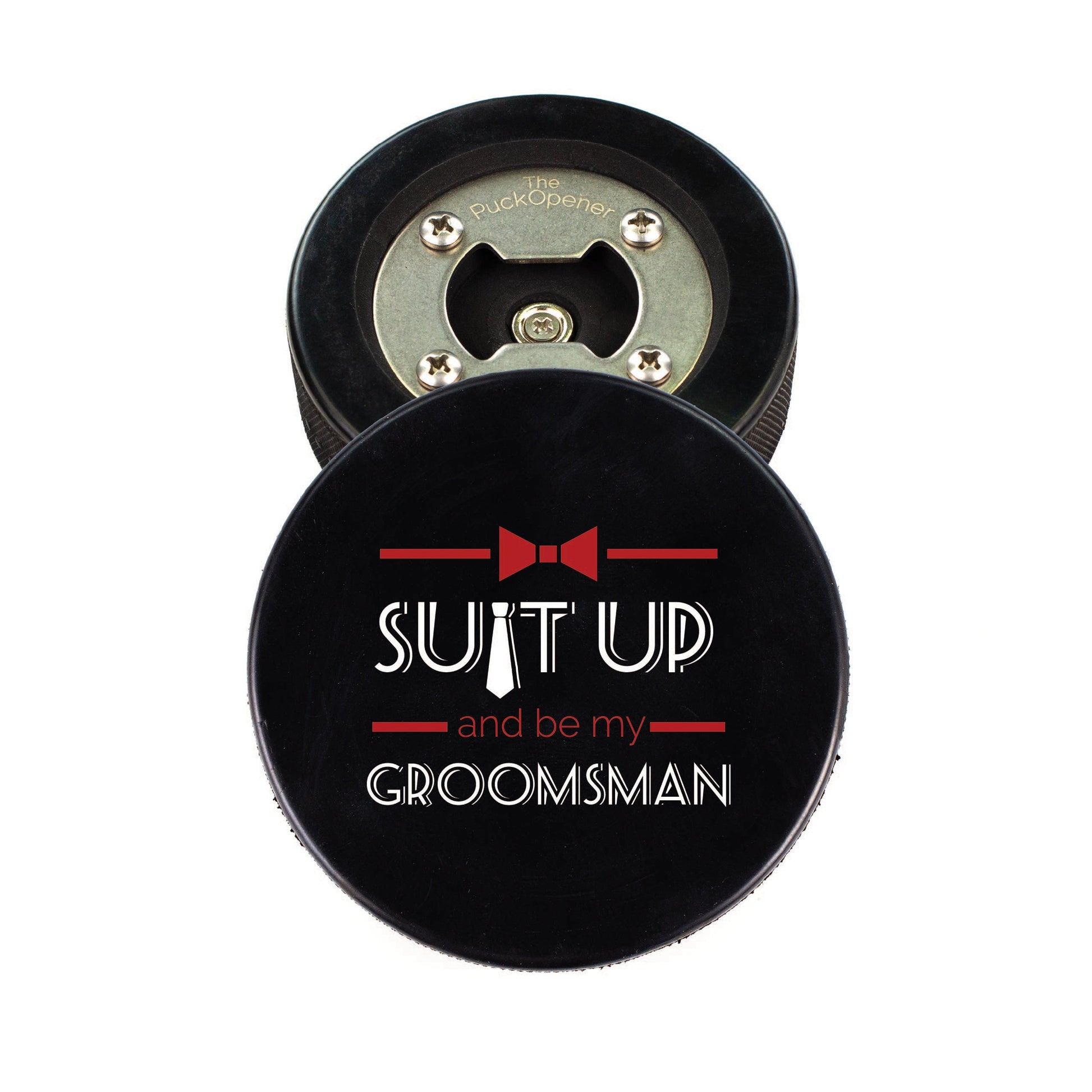 Circle Name & Wedding Party Role, Hockey Puck Bottle Opener
