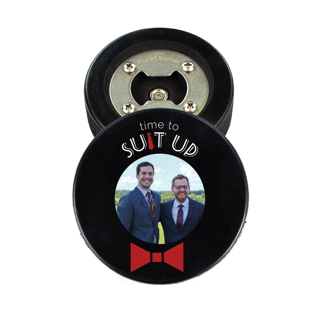 Circle Name & Wedding Party Role, Hockey Puck Bottle Opener