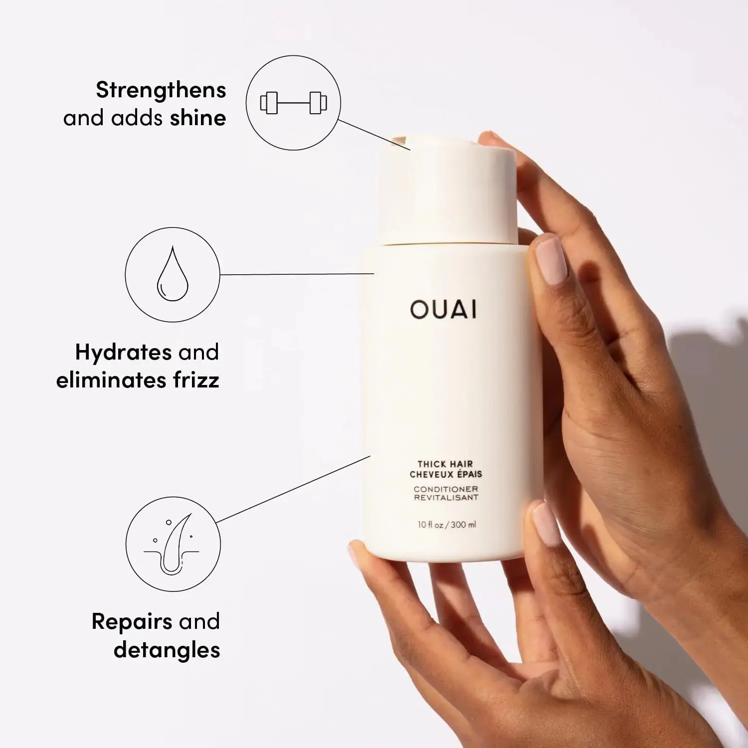 OUAI Thick Hair Conditioner - Moisturizing for Dry, Frizzy Hair - 10 oz