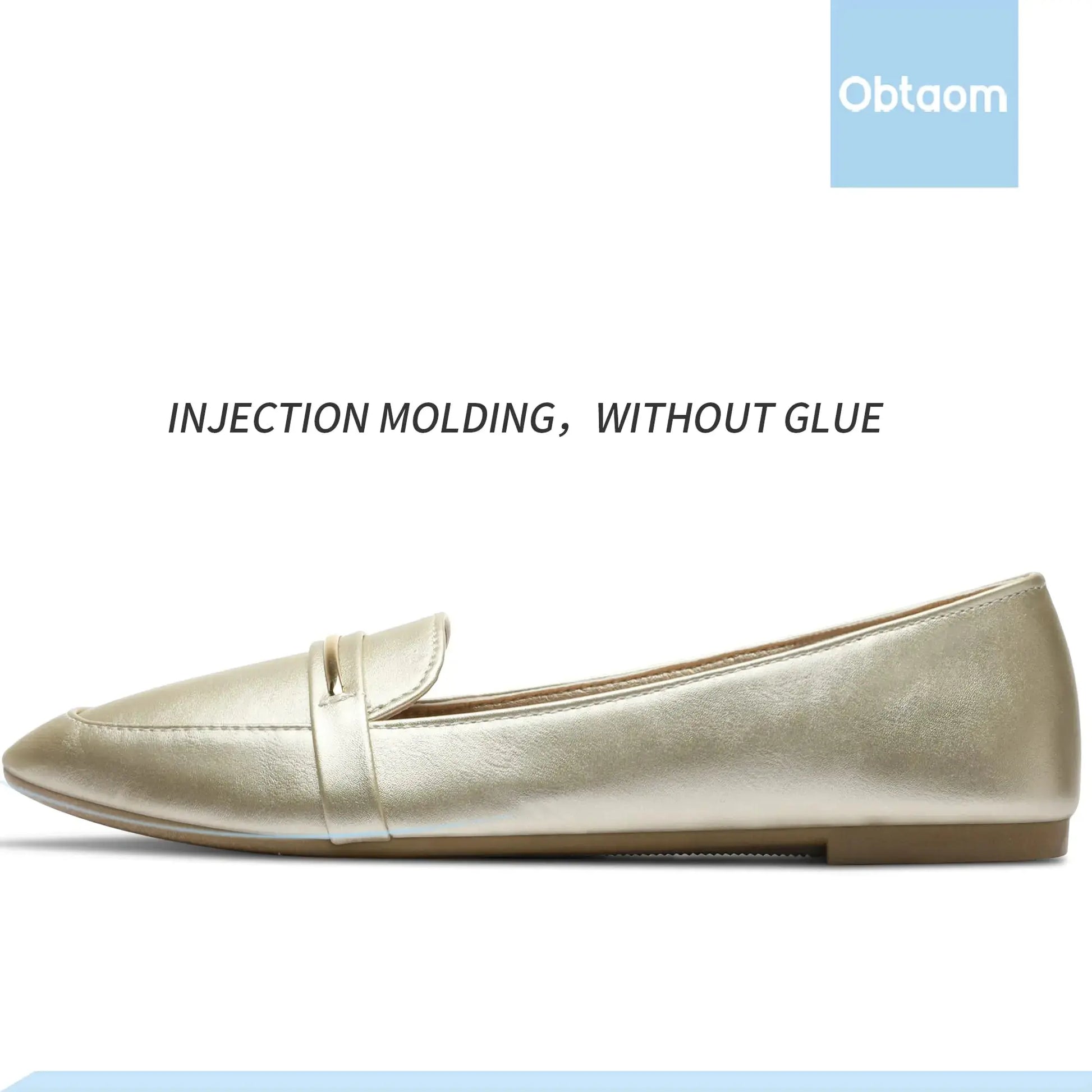 Obtaom Women's Pointy Toe Loafer Flat Comfortable Faux Suede Work Shoes Ballet Flat 6 Gold