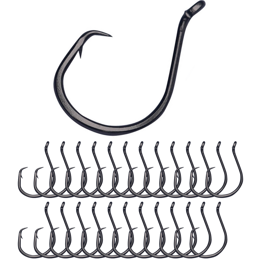 Reaction Tackle Heavyweight Catfish Circle Hooks - Offset Octopus Hooks (25 Pack) - New