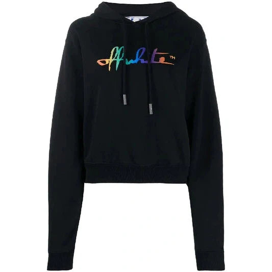 Off White Rainbow Logo Crop Hoodie
