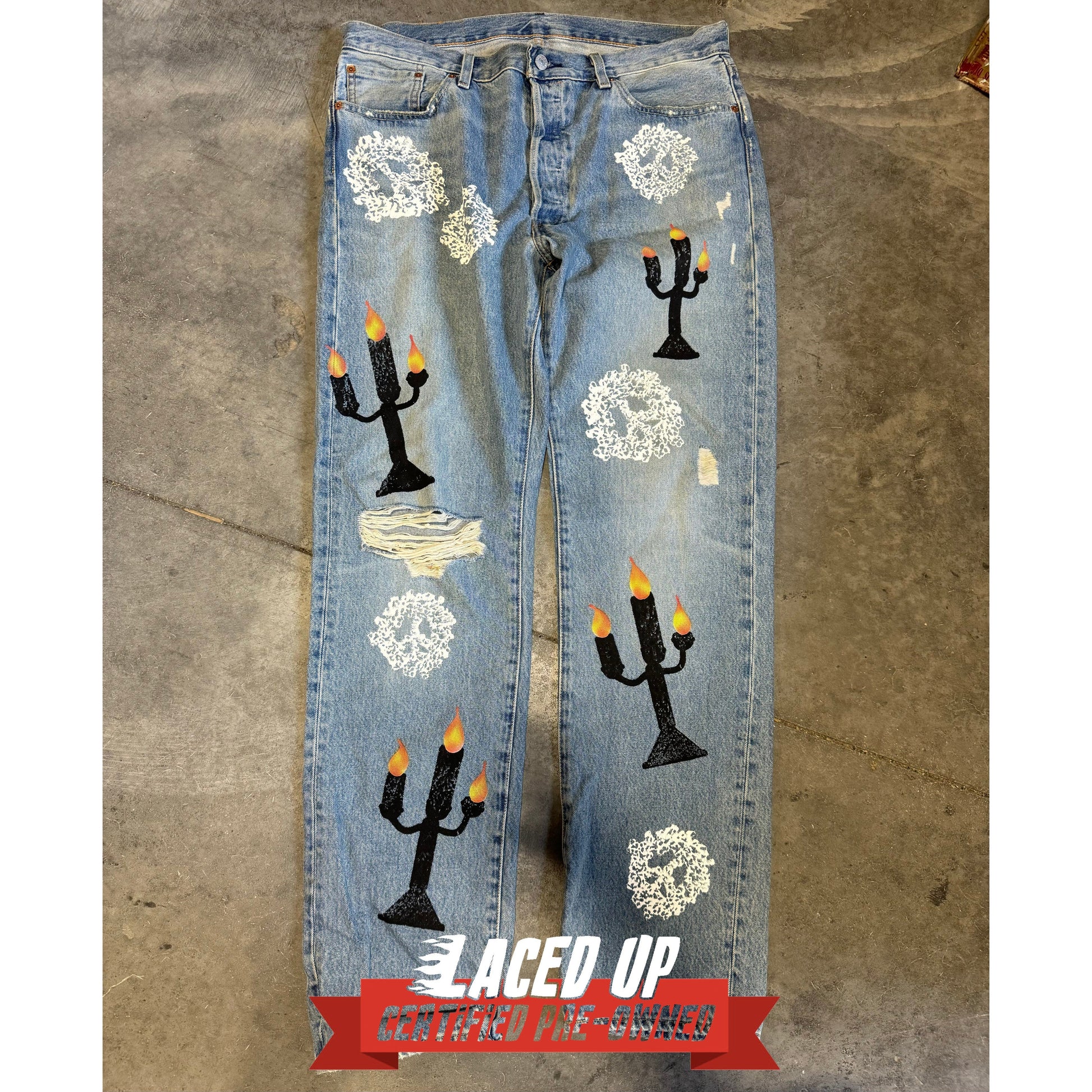 PRE OWNED CLOTHING Denim Tears x Virgil Abloh "Message in a Tear" Printed Jeans