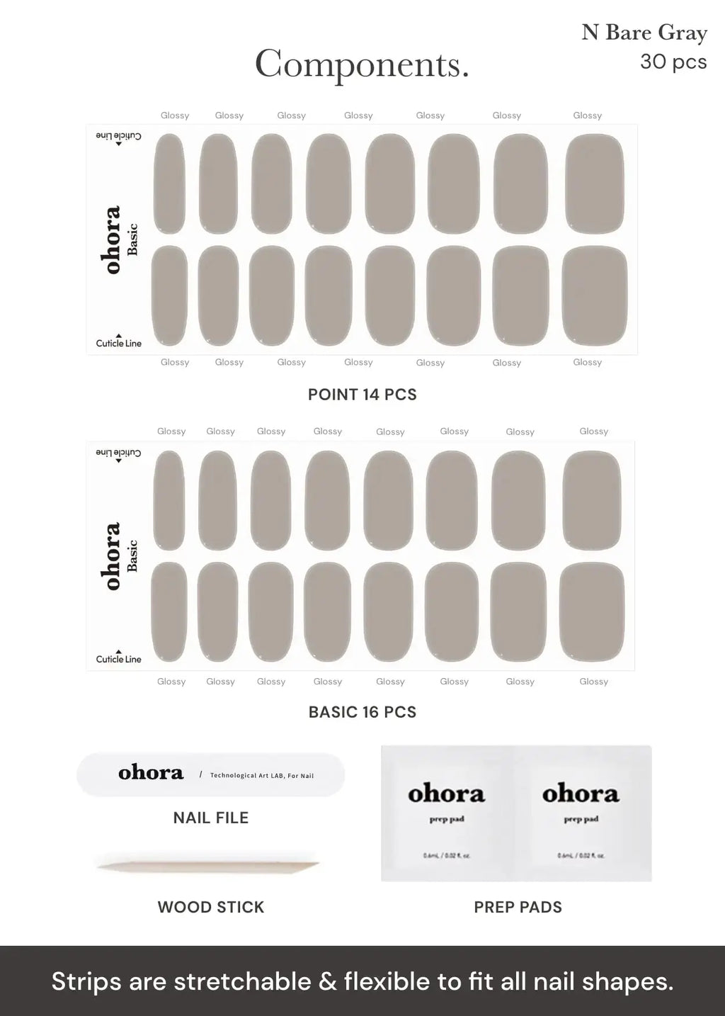 Ohora Semi Cured Gel Nail Strips - Works with Any Nail Lamps, Long Lasting, Easy to Apply & Remove