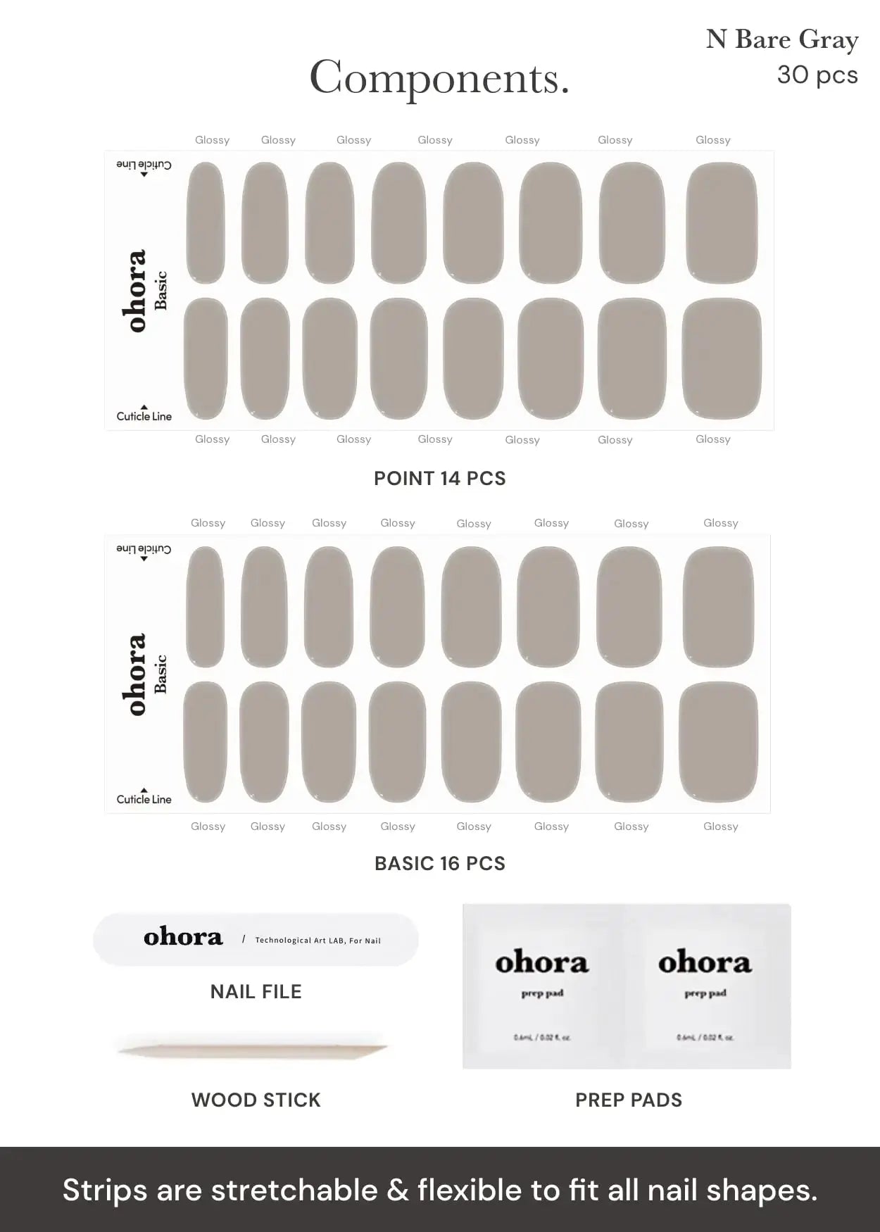 Ohora Semi Cured Gel Nail Strips - Works with Any Nail Lamps, Long Lasting, Easy to Apply & Remove