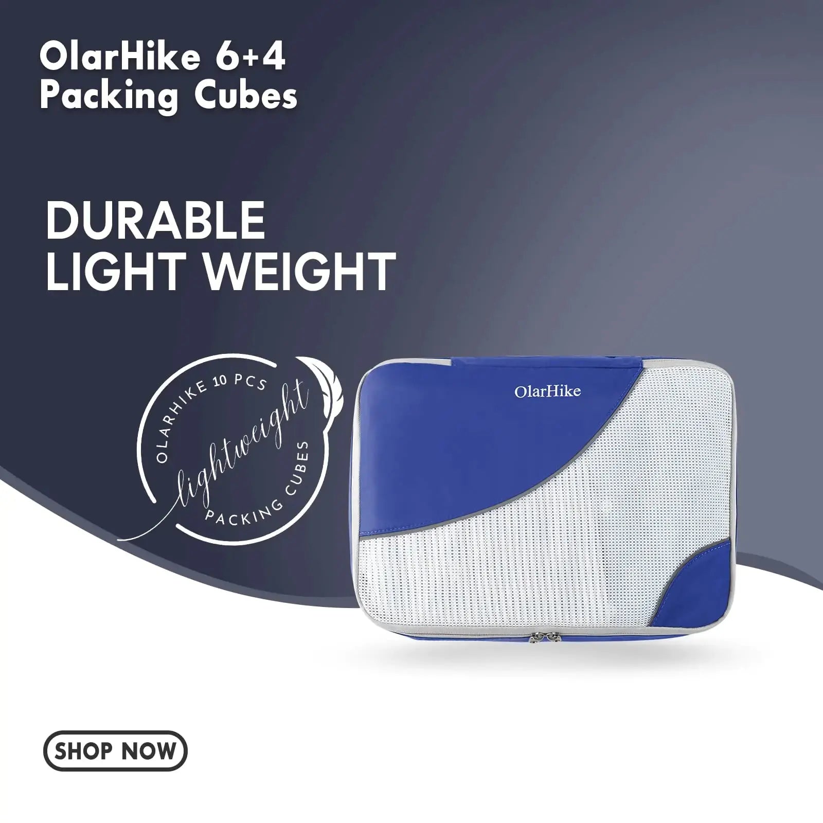 OlarHike Travel Essentials 10-Piece Packing Cube Set with Anti-Tear Stitching
