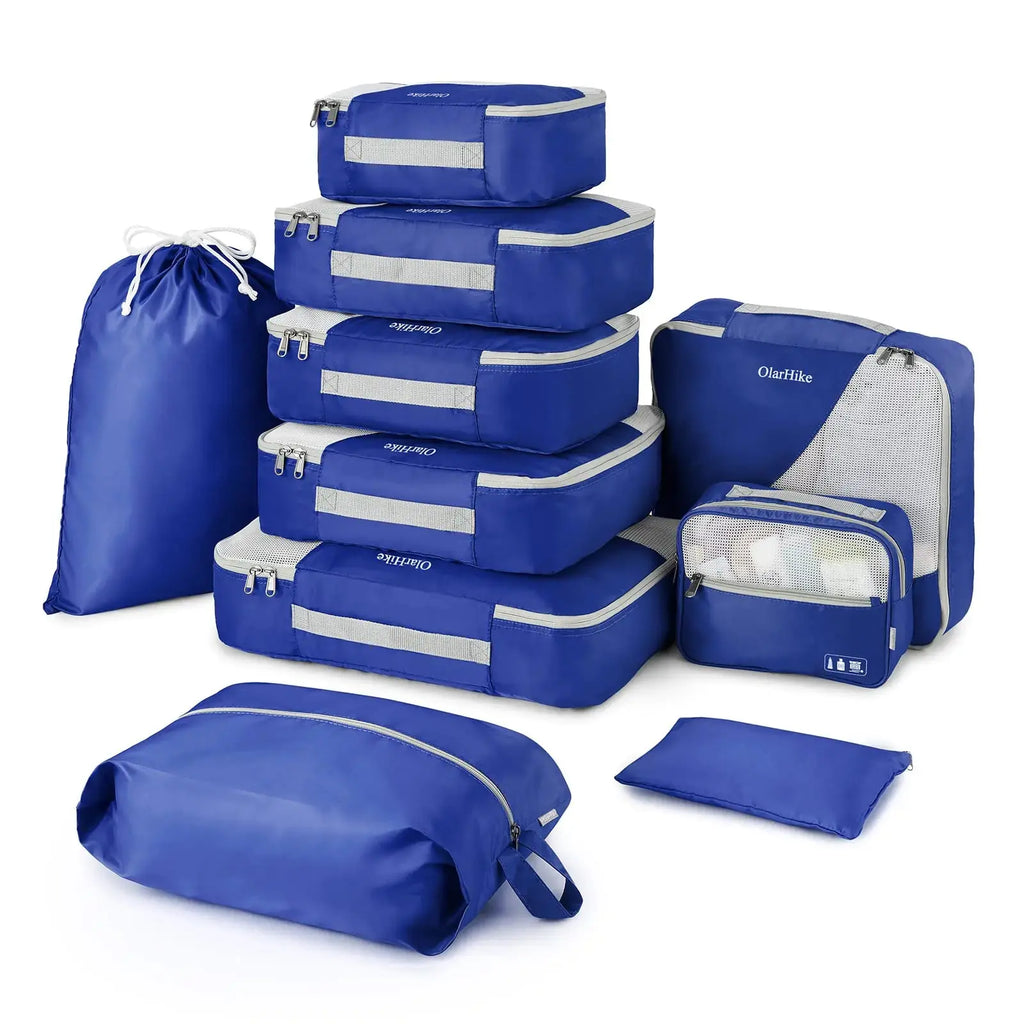 OlarHike Travel Essentials 10-Piece Packing Cube Set with Anti-Tear Stitching