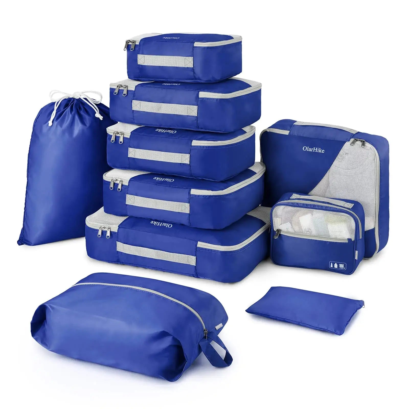 OlarHike Travel Essentials 10-Piece Packing Cube Set with Anti-Tear Stitching